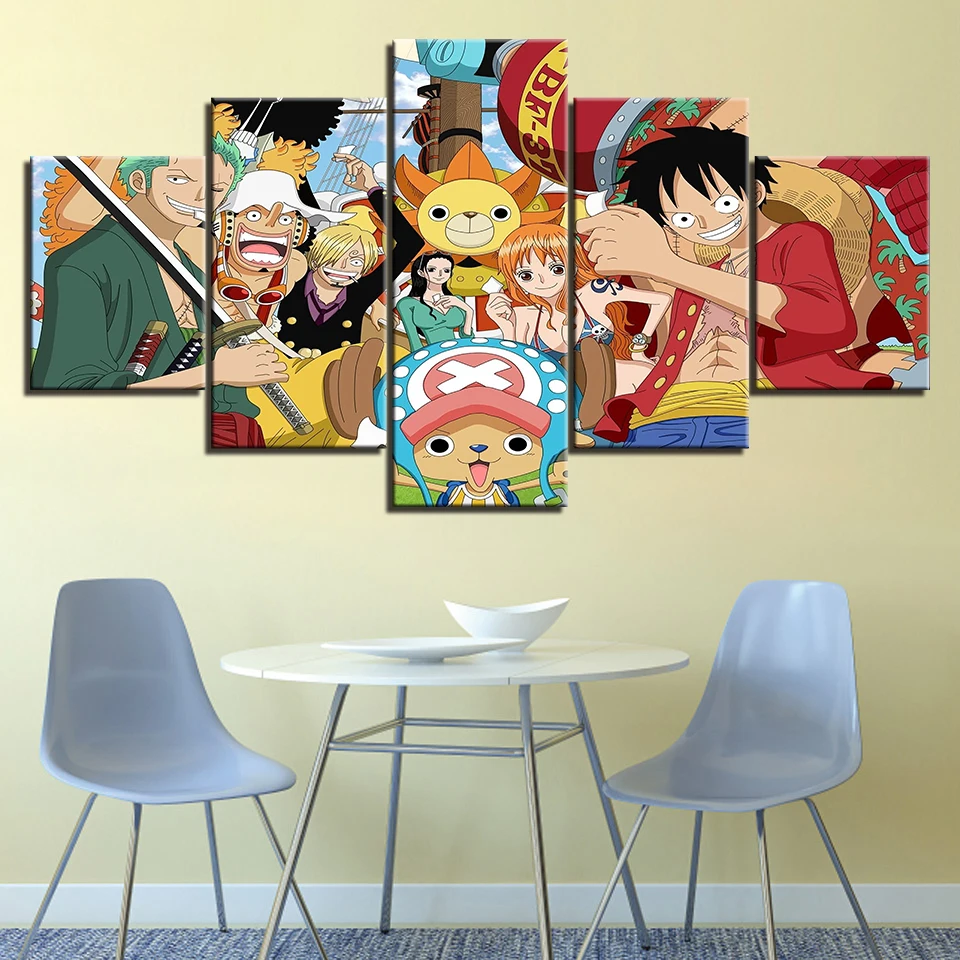 

One Piece Anime Monkey D. Luffy Canvas Poster 5 Pieces HD Prints Picture Wall Art Painting Modular Modern Living Room Home Decor
