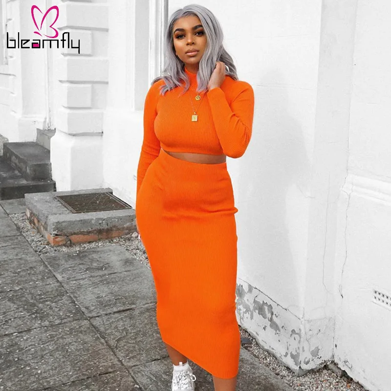 2019 сексуальный вязаный облегающий свитер комплект из двух предметов женский