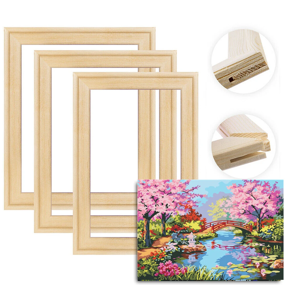 Wooden DIY Picture Frame Kit for Canvas Painting By Numbers Print Wall Art Poster Home Decor DIY Diamond Painting Frame