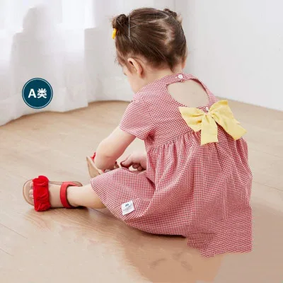 

2021 New Comfortable Cotton Baby Girl Sleeveless Plaid Print Dress Children Summer Princess Dress Children Party Prom Dress Gift