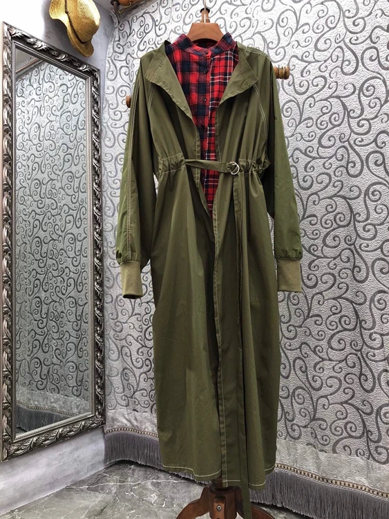 

Женский клетчатый жилет с круглым вырезом, Длинный топ со съемным отворотом и поясом на шнурке, 092, новинка 2021