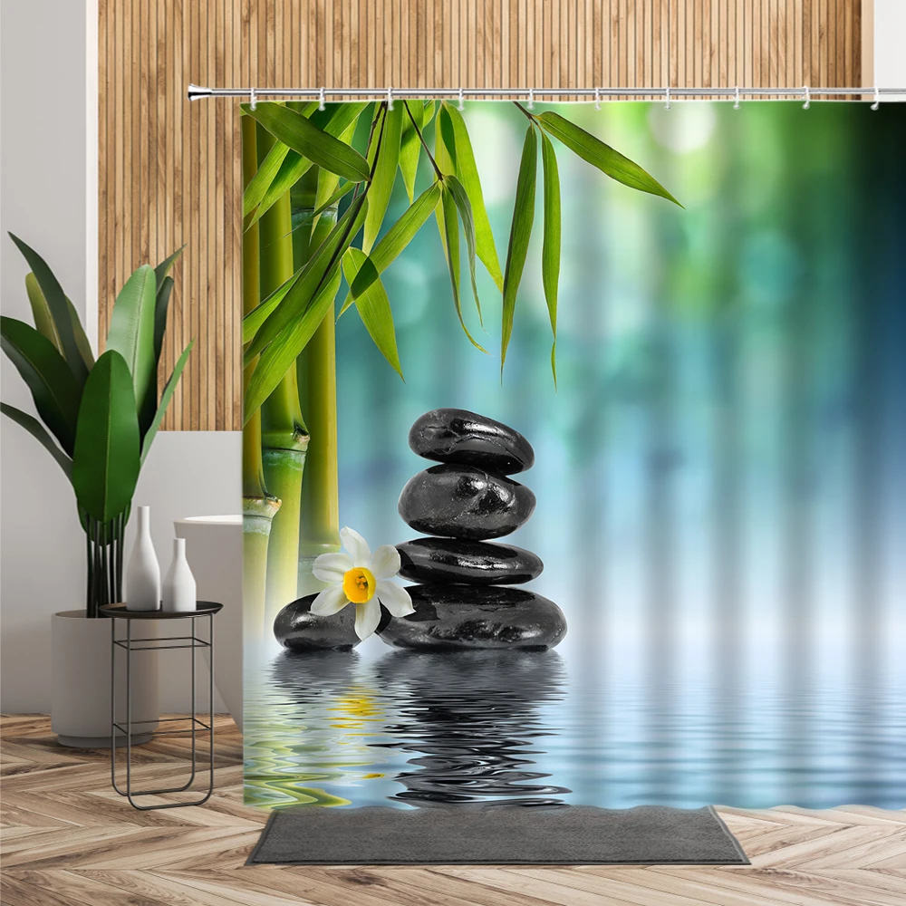 

Занавеска для душа в ванную комнату с принтом бамбуковых цветов