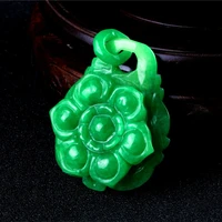 natural green jadeite handcarved flower diy 100 real jade necklace pendant earring jade accessories for women