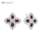 Серьги из серебра 925 с покрытием из родия, вставка: шпинель. Бесплатная доставка с ювелирной фабрики в России