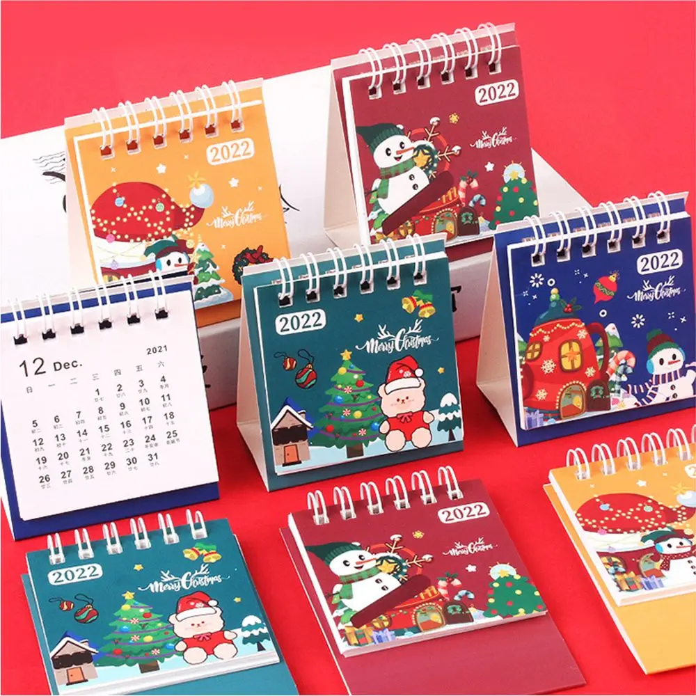 

2022 Christmas Calendar Creative Mini Desktop Paper Cartoon Table Decorations Daily Agenda Organizer Weekly Scheduler Home Decor