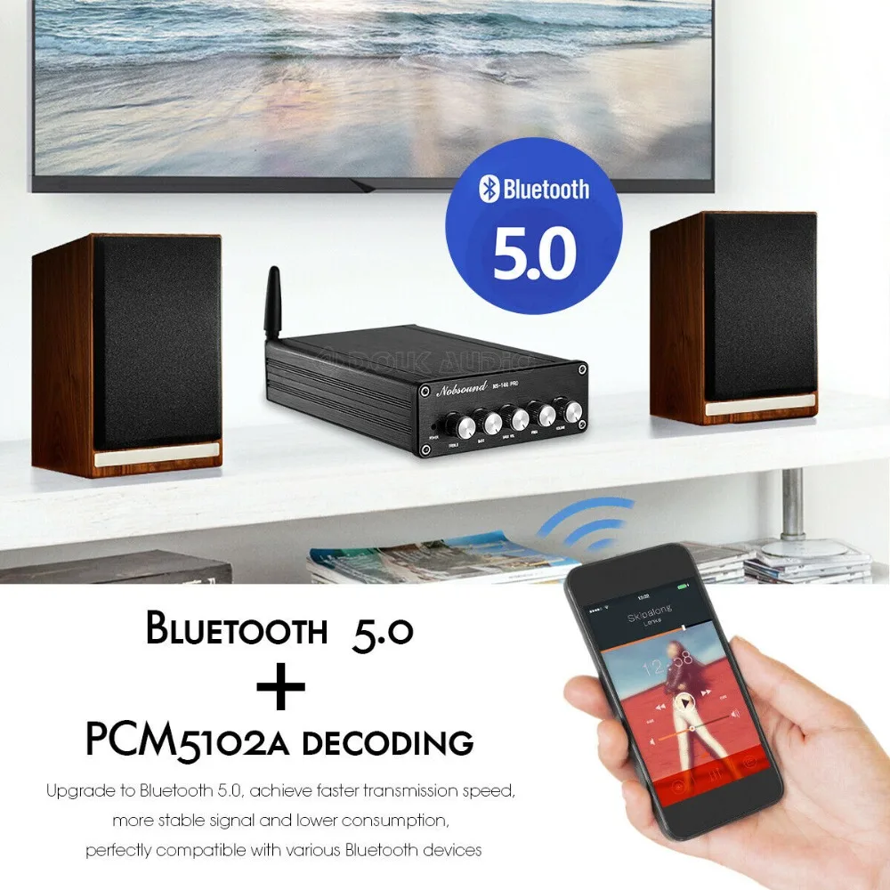 Nobsound HiFi 200 Вт Bluetooth 5,0 стерео 2,1 канальный усилитель мощности сабвуфер звуковой приемник PCM5102A Класс D Amp