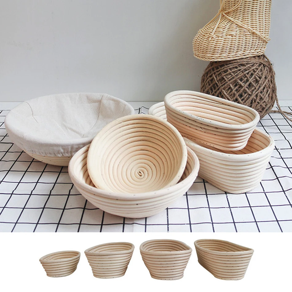 Круглая/Овальная корзина из ротанга для брожения Загородная багета хлеба
