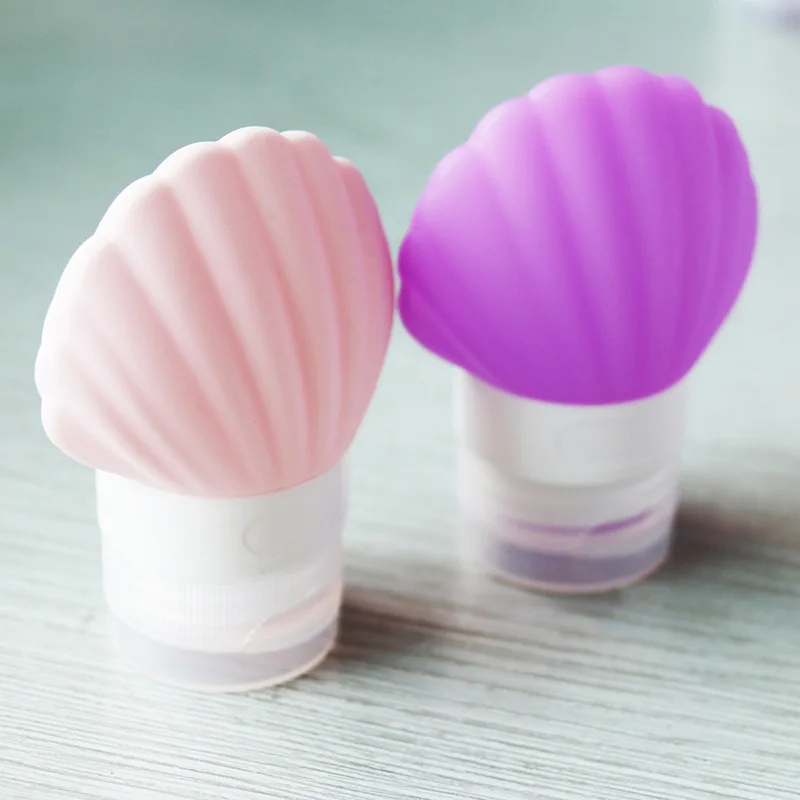 

Переносная силиконовая бутылка в форме ракушки, набор для путешествий, многоразовая бутылка для хранения шампуня, геля для душа, косметики, ...