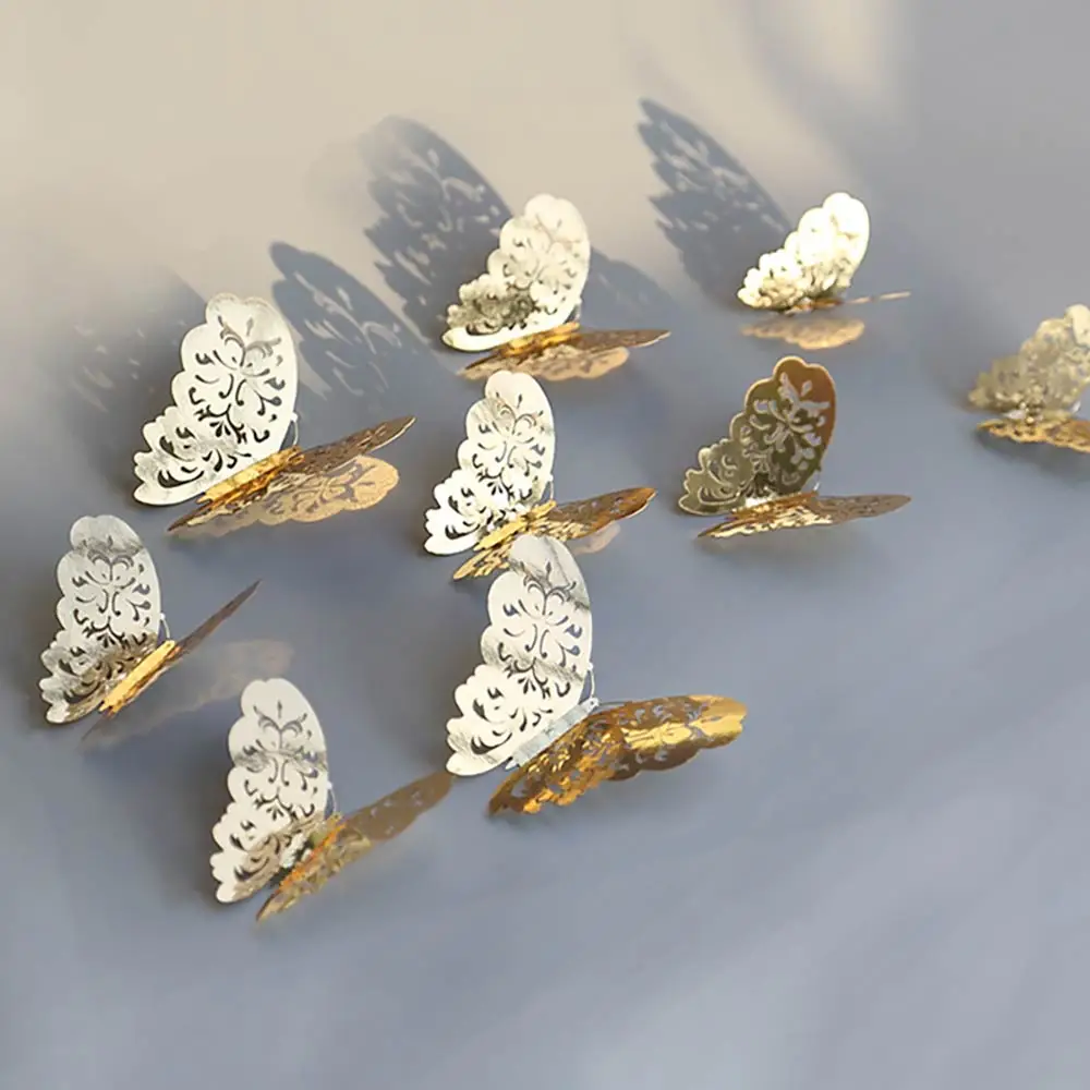 

12PCS 3D Hollow Wall Sticker Butterfly Fridge Magnet, Used For Home Decoration New Wall Sticker Three-Dimensional
