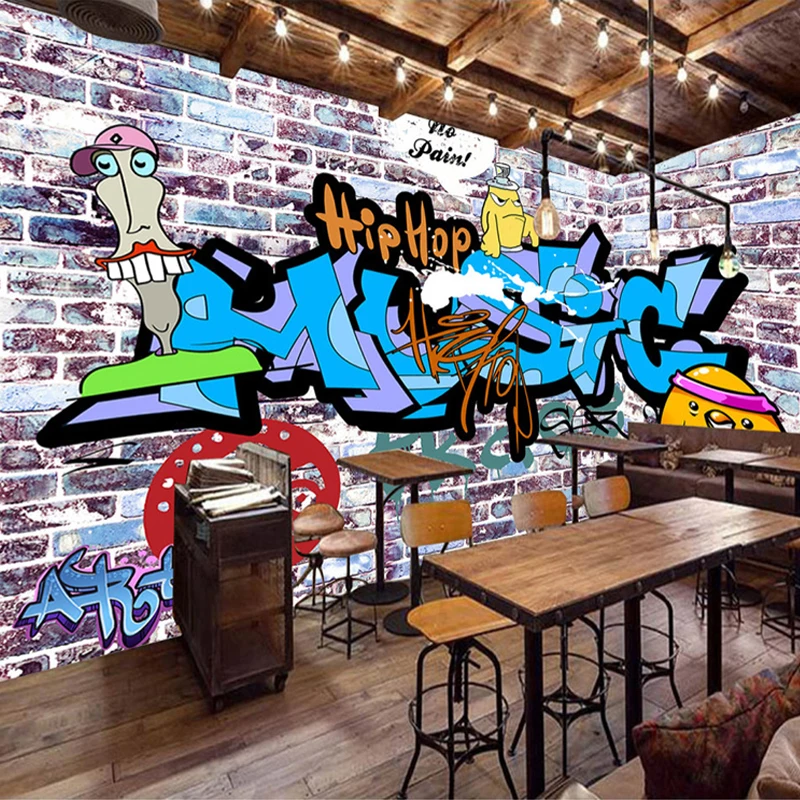 Пользовательские 3D Настенные обои кирпичная стена ручная роспись креативные