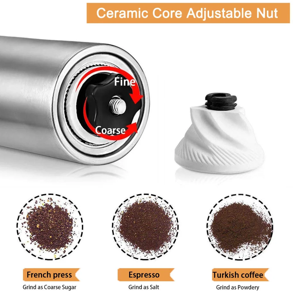 Ручная кофемолка керамический конический заусенцы Матовая нержавеющая сталь