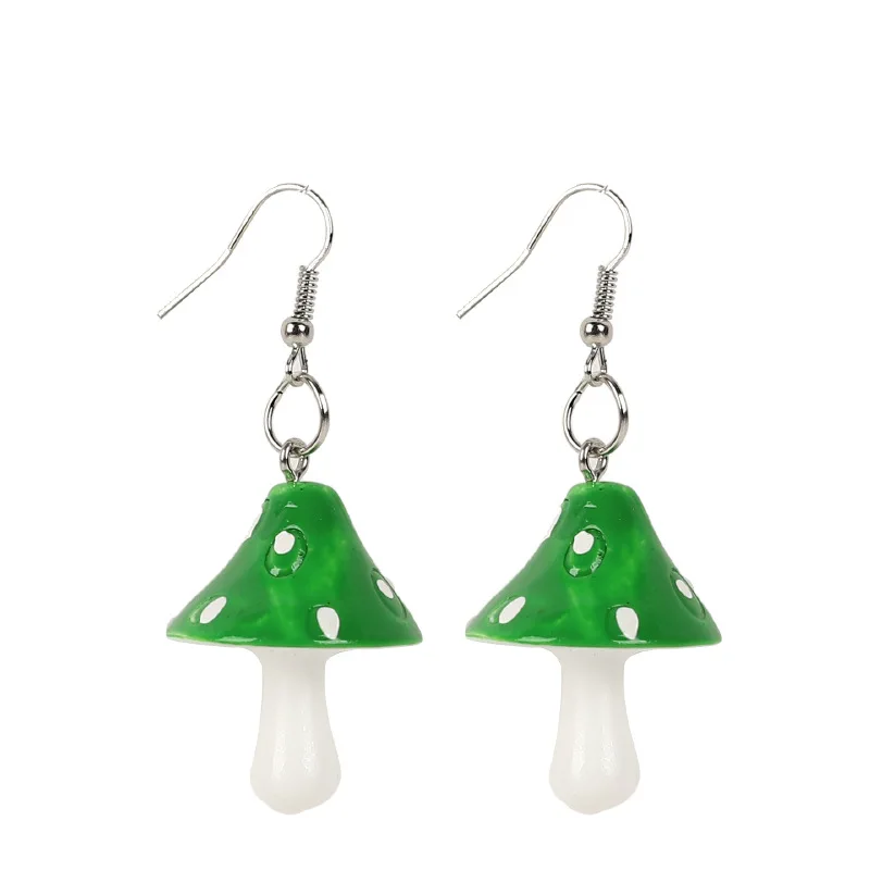 

2020 Fashion Women Sweet Fresh Handmade Plastic Simulation Mushroom Long Pendant Earring Funny Jewelry Accessories Gift