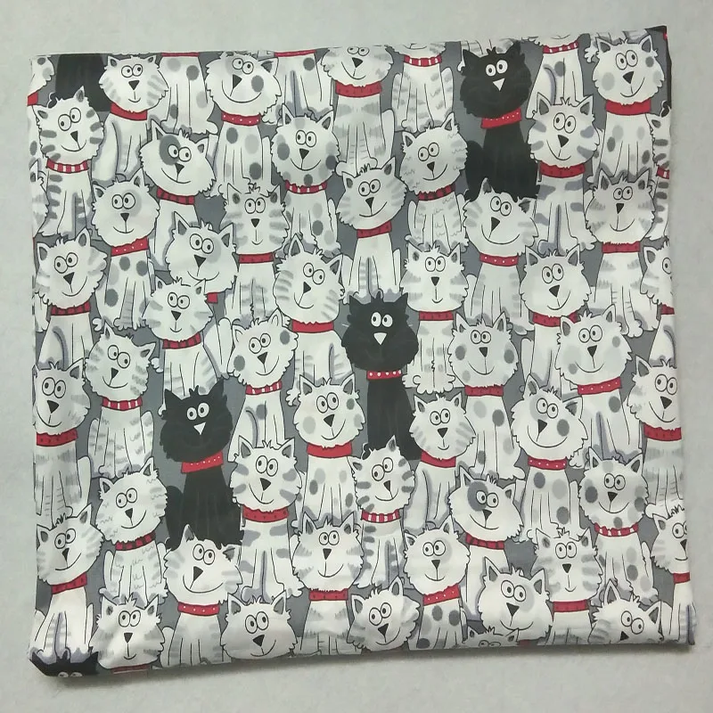 Милое серое черное белое платье из 100% хлопка с принтом кошки мультфильма 50x160 см