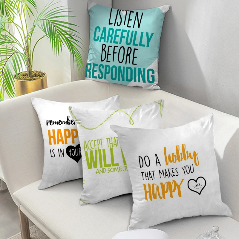 

Nanacoba Letter Decorative Pillowcase Short Sentence Proverbia Printed Throw Pillows for Sofa Bed Chair Pillow Cover Home Decor