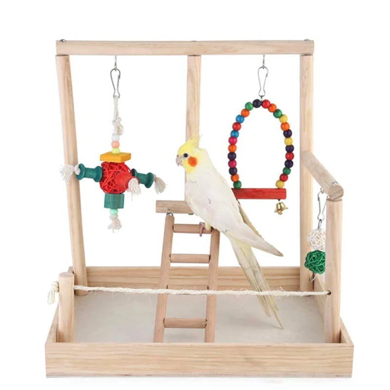

Parrot Swing Climbing Ladder Desktop Stand Wooden Playground Training Perch Toy