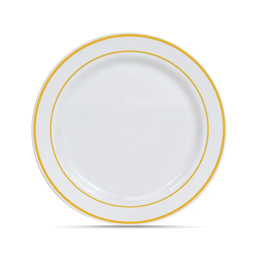 50 шт Золотой обод пластиковый Plates 7.5inch одноразовый салат/Десертные Тарелки