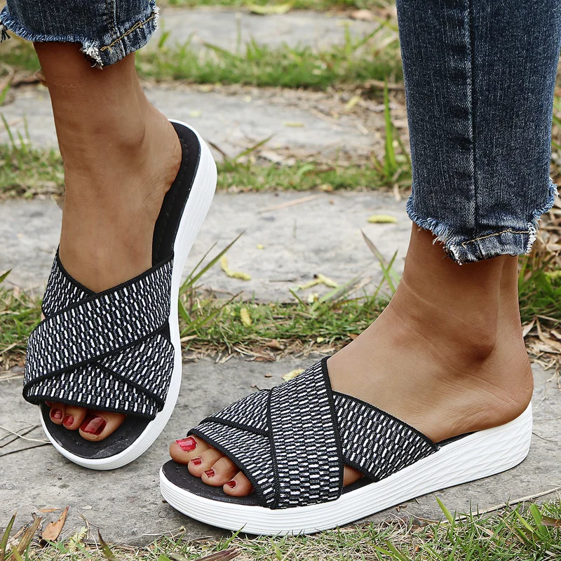

Women's Sandals Color Matching Cross Open Toe Sandals Flat Slippers Indoor Home Slippers Summer New Outdoor Leisure Beach Shoes