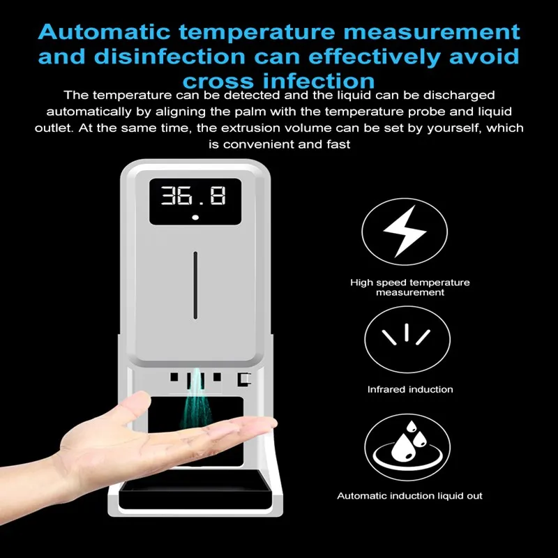 

Kitchen Bathroom Installed Soap Dispenser Bathroom Sterilizer Washing Hand Gel Vessel Bottle Two-in-one Test Temperature Handler