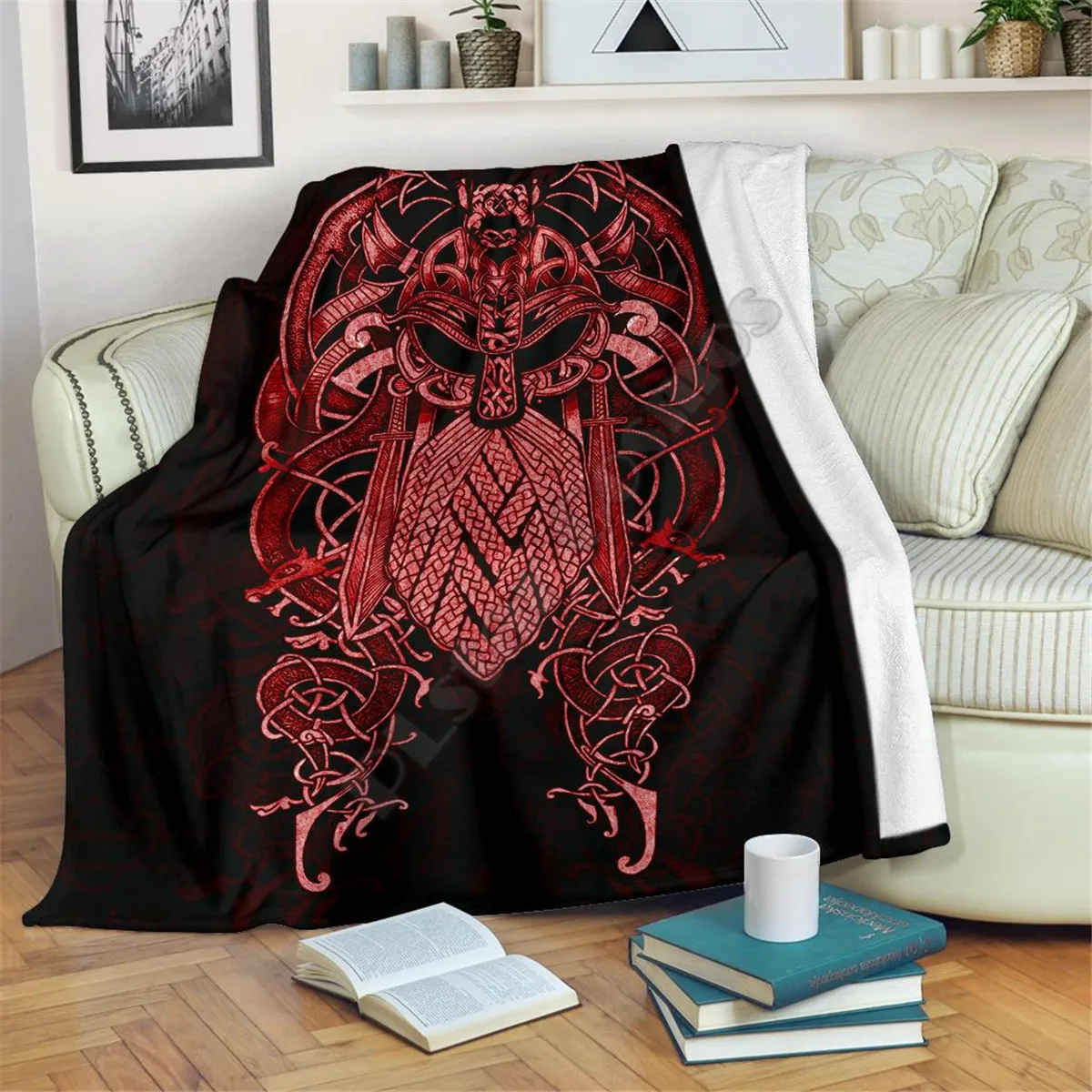 

Viking Tattoo Ravens Valknut Helm Of Awe 3D printed Sherpa Blanket on Bed Home Textiles Dreamlike HOME ACCESSORIES Drop shipping