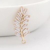 zircon mimosa pendant small leaf necklace pendant light ripe style pure copper color protection mimosa diy accessories