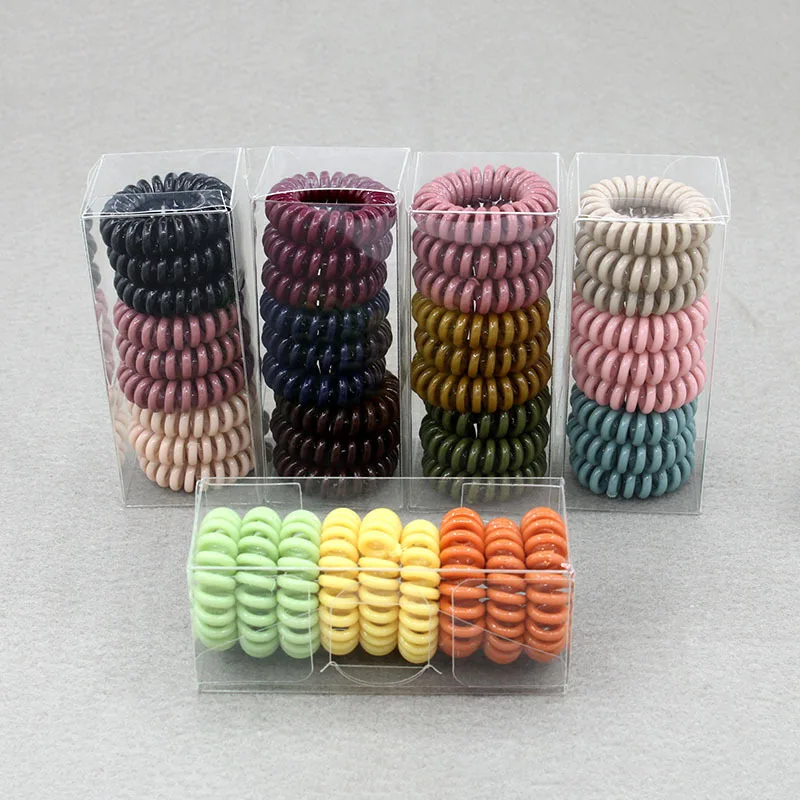

9 Pcs/box Kid Elastic Hair Bands Rope Solid Telephone Ring Rubber Band Scrunchies Ponytail Holder Gum for Women Girls Hair Ties