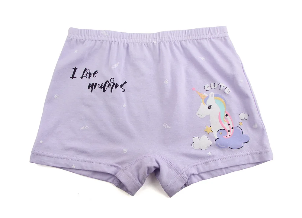 5 шт./лот хлопковые трусы для девочек с единорогом Брендовое нижнее белье детские
