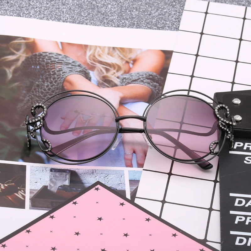 

Fishing Eyewear Women Sexy Double Circle Hollow Sunglasses Irregular Mirror Legs ladies UV Eyeglasses