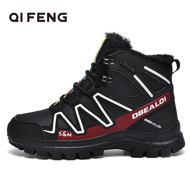 Men Hiking Boots Winter Warm Fur 