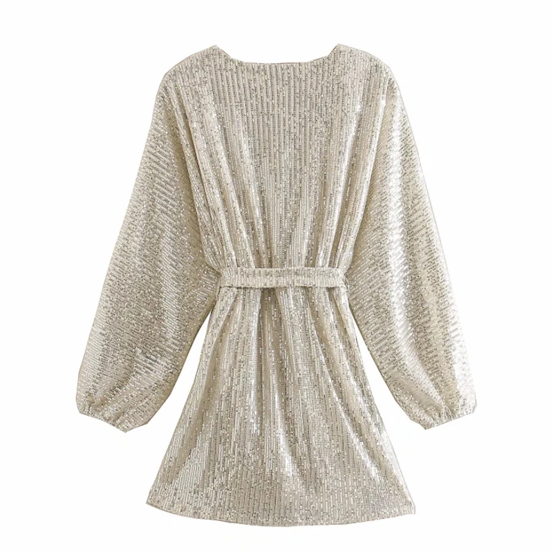 2020 весна осень сексуальное мини платье с v образным вырезом для женщин длинным