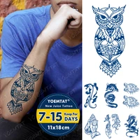 juice ink lasting waterproof temporary tattoo stickers owl dragon tiger wolf animal totem flash tattoos man body art fake tatto