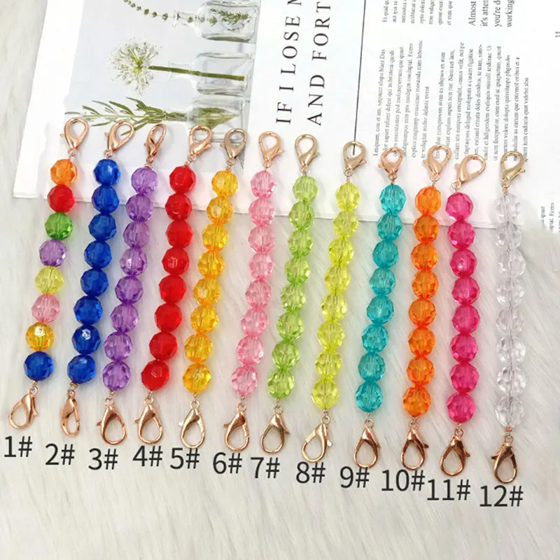 

Брелок-цепочка для ключей, декоративный брелок с кристаллами и прозрачными бусинами для сумки, аксессуары для багажа, 16 см