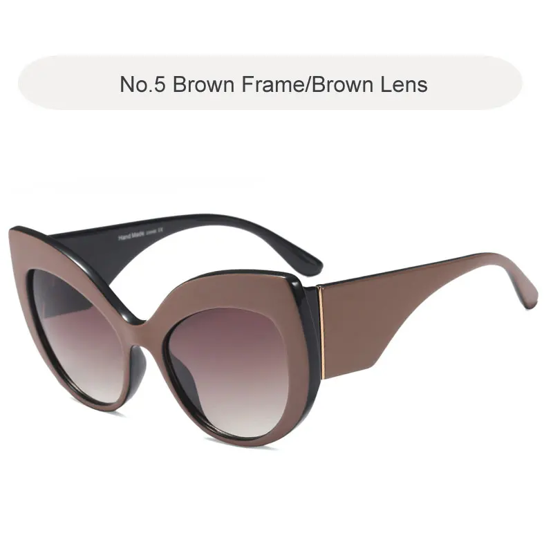 C5 Brown-Brown Винтажные большой кошачий глаз солнцезащитные очки женские большие черные тёмные очки сексуальные градиентные женские очки роскошный фирменный дизайн солнцезащитные очки Oculos - Цвет линз: C5 Brown-Brown