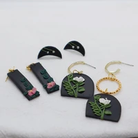 3d handmade jewelry trend delicate womens sets elegant spring color manual geometric long polymer clay earrings pendants