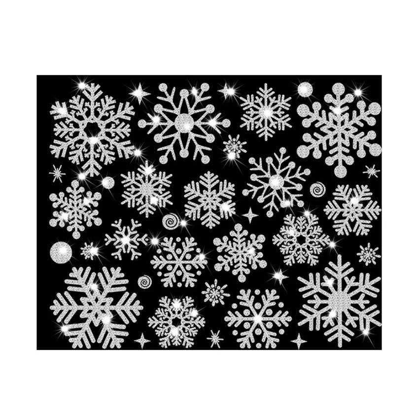 Новогодние обои Рождественская блестящая Снежинка наклейка на окно