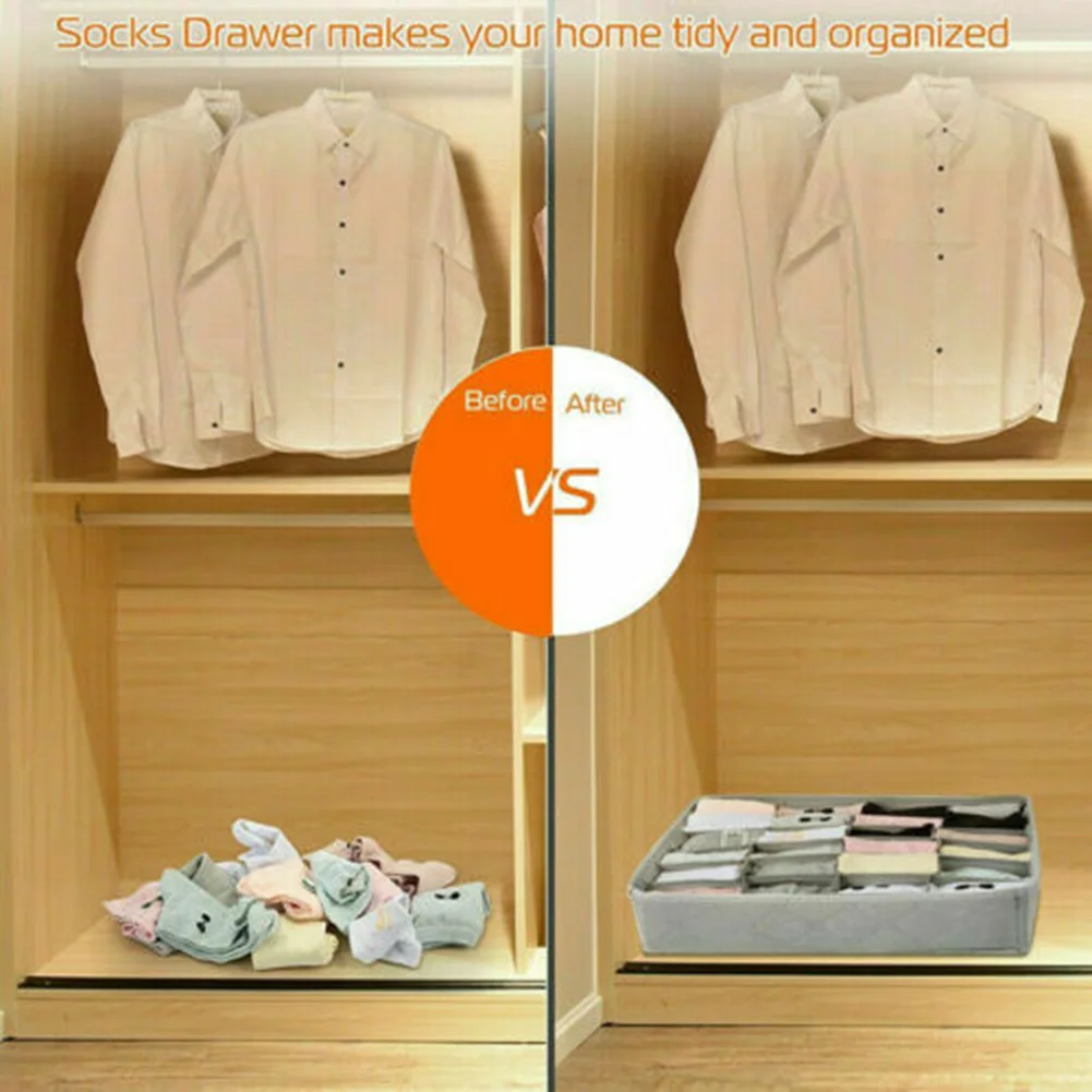 

3pcs Foldable Underwear Bra Fabric Socks Box Storage Organizer Drawer Dividers MJJ88