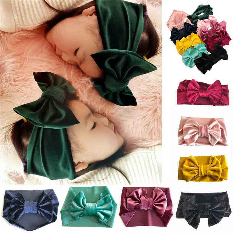 Pudcoco Toddler Kid Baby Girl Boy Velvet Headband Solid Bowknot Hair Band Headwear Cotton Head Wrap Props Kids Gifts 1-5T | Детская