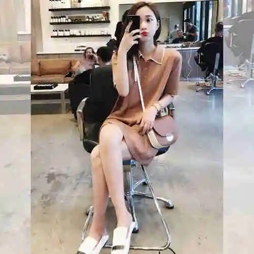 Летняя одежда новинка дизайнерское нишевое платье поло с воротником-стойкой