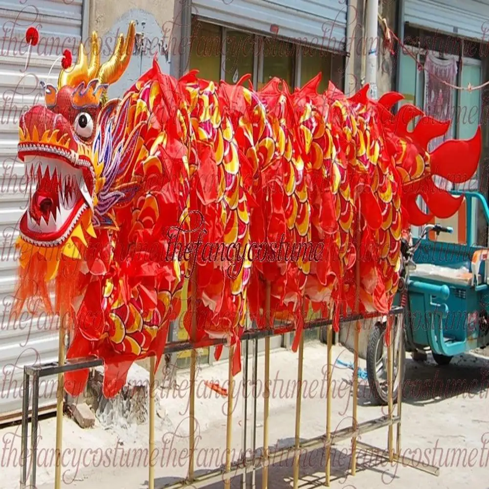 

18m Size 4 silk print fabric DRAGON DANCE parade ornament traditional Chinese Spring Day Folk Festival KungFu Mascot Costume