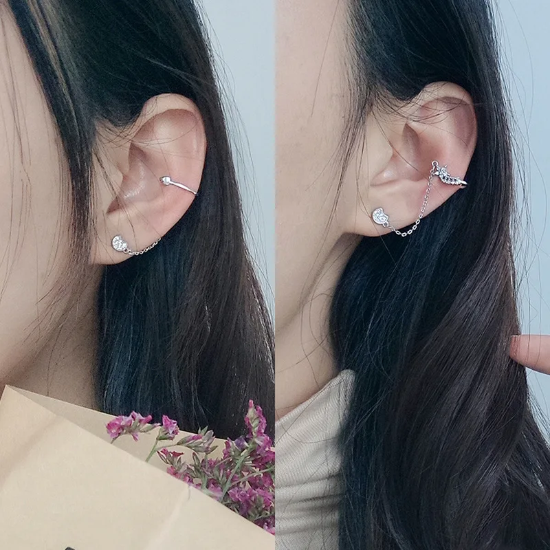 Серьги клипсы в виде полумесяца и звезды с цирконом|Серьги-подвески| |