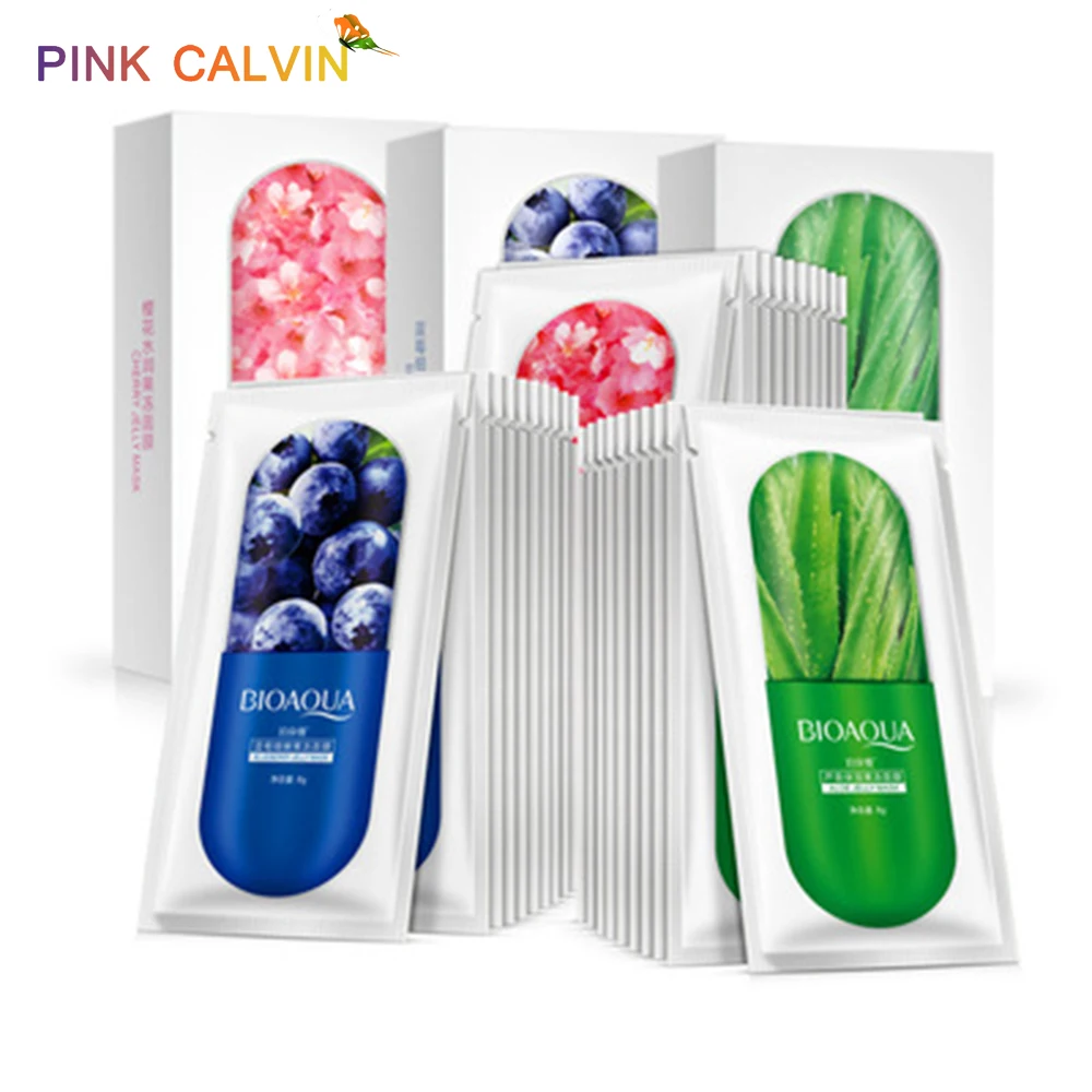 10Pcs Facial Serum Fruit essence Skin Care Jelly Face Mask Aloe vera Blueberry Cherry blossom Moisturizing sleep jelly | Красота и