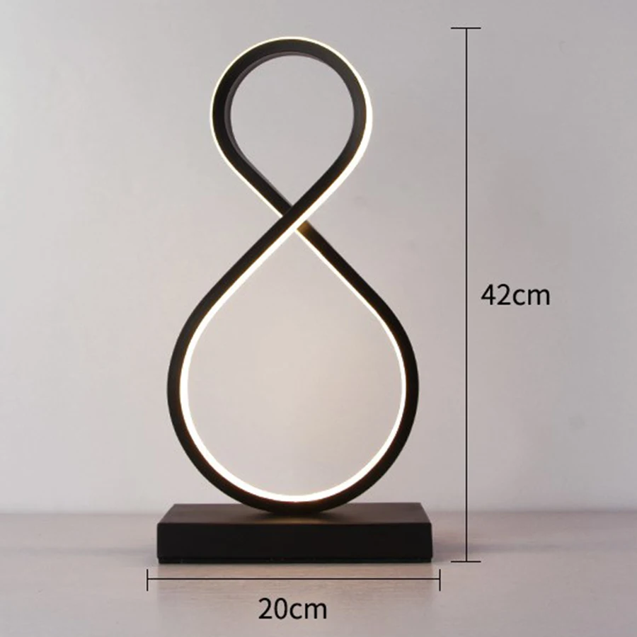 

8-Shape Simple Spiral Table Lamp Desk Office Bar Table Night Light Creative Personality Art Bedroom Bedside Reading Desk Light