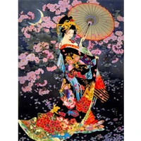 japanese woman printed canvas 14ct cross stitch patterns diy embroidery sewing knitting handmade handiwork floss package stamped