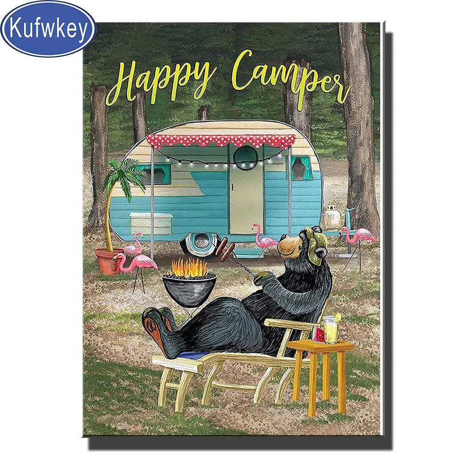 

Полноразмерная Алмазная 5D картина «сделай сам», медведь, счастливый дом, Алмазная мозаика, вышивка, 3d картины стразы, украшение для дома