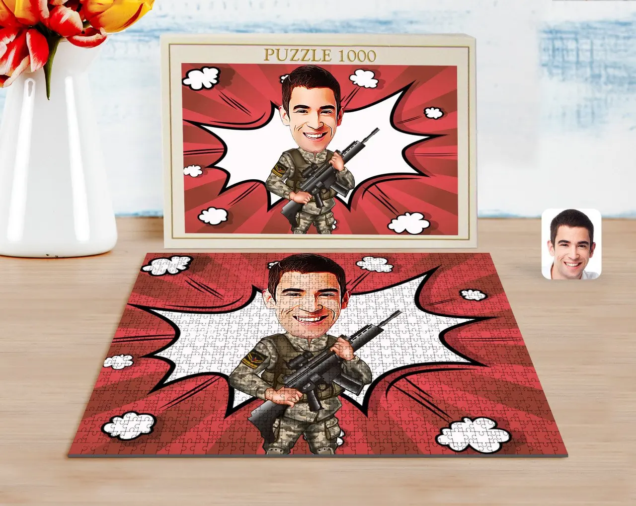 

Персонализированный эксперт, карикатура Gendarme из 1000 деталей, профессиональный пазл-1