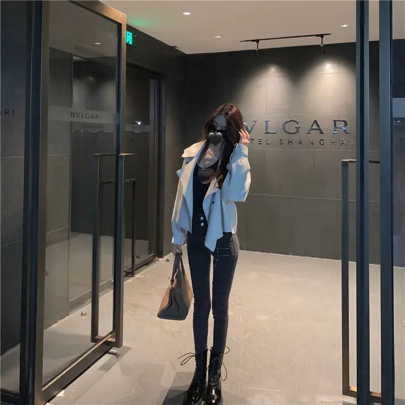 

Blue jeans female 2021 spring and summer new Korean slim Leggings tight high waist elastic pencil pants [delivery within 15