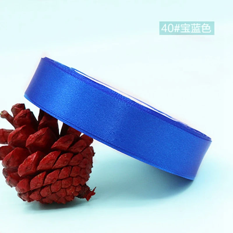 40 Royal blue 25 ярдов/рулон красная шелковая атласная лента бант свадебное украшение DIY тканевые ленты для рукоделия рождественские подарки упаковка карт принадлежности - Цвет: 40 Royal blue