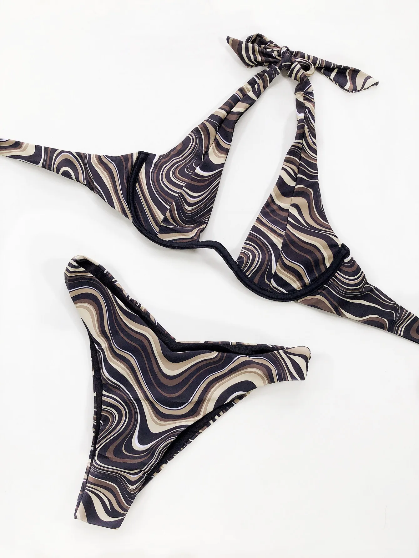 

Bikini Women's Swimwear 2021 Water Ripple Quicksand Strip Steel Brazilian Bikini Suit Push-Up Swimwear Ladies Summer Beachwear