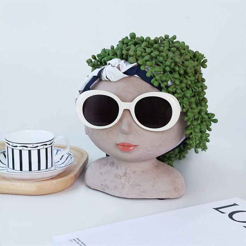 

2021 Nordic art doll modeling sculpture flower pot succulent Resin Vase garden decoration balcony bonsai ornaments gifts