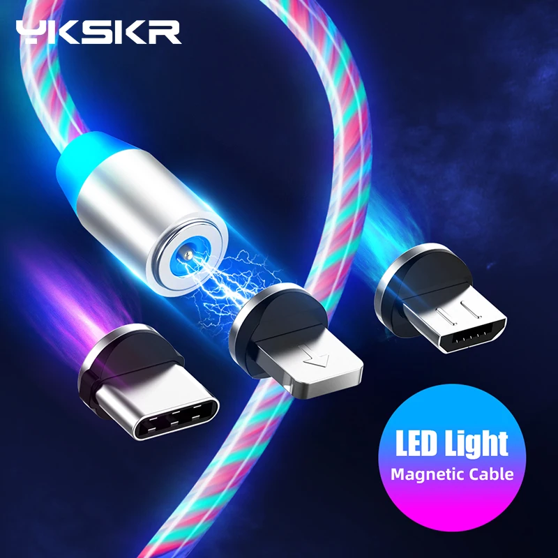 

Glow LED Lighting Fast Charging Magnetic USB Type C Cable Magnetic Cable USB Micro Charger Cable Wire for iPhone Huawei Samsung