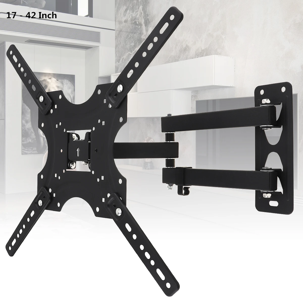 

22KG Adjustable Frosted Material TV Wall Mount Bracket Flat Panel TV Frame with Wrench Cable Clip for 17-42 Inch LCD LED Monitor